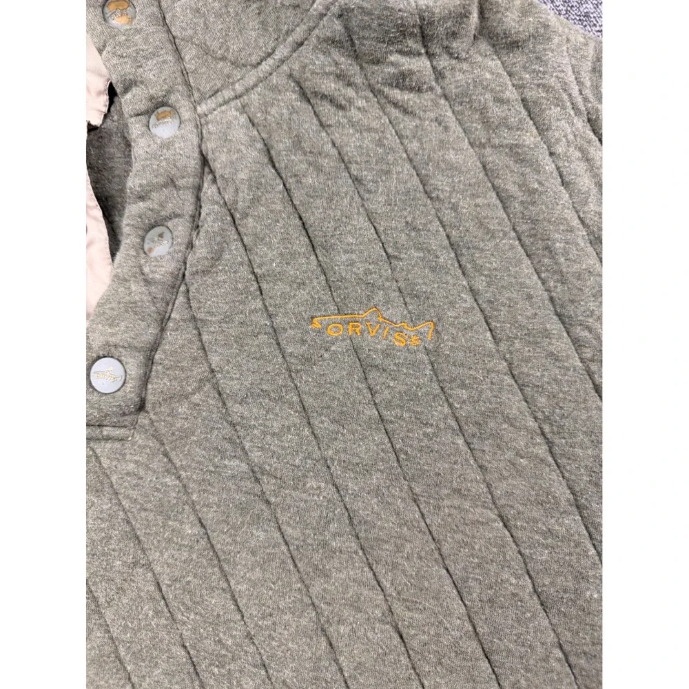 Orvis Trout Bum Mens Medium Quilted Snap Neck Pullover Sweater Sage Green Fishin